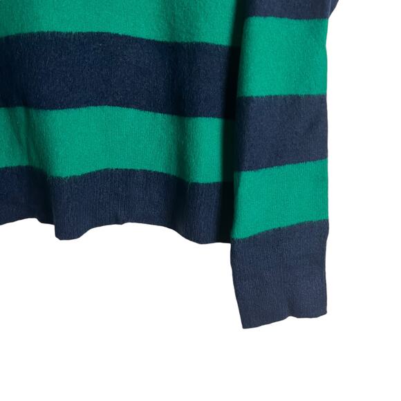 J.Crew Navy Blue Teal Rugby Stripe Mockneck Long Sleeve Pullover Sweater Size S - Picture 6 of 12